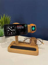 iPhone MagSafe and Apple Watch 2 in 1 Charging Station with convenient glasses holder - Max Version