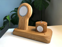 3 in 1 Solid oak or ash Charging Station for iPhone, Apple Watch and AirPods  -  wireless MagSafe dock