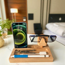 Bedside organiser, desk tidy, solid oak desk organiser, phone and glasses stand