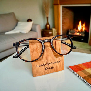 Solid Oak Personalised Glasses stand, Spectacle Holder