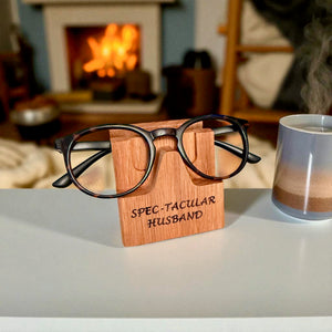Solid Oak Personalised Glasses stand, Spectacle Holder