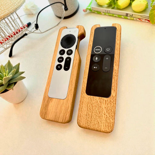 Apple TV remote holder, First-Generation Siri and 4K TV remote case in solid oak