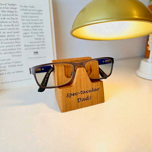 Solid Oak Personalised Glasses stand, Spectacle Holder