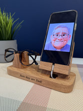 Phone and glasses holder, charging station, desk and bedside organiser