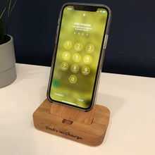 iPhone MagSafe charging stand, wooden docking station
