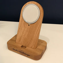 iPhone MagSafe charging stand, wooden docking station