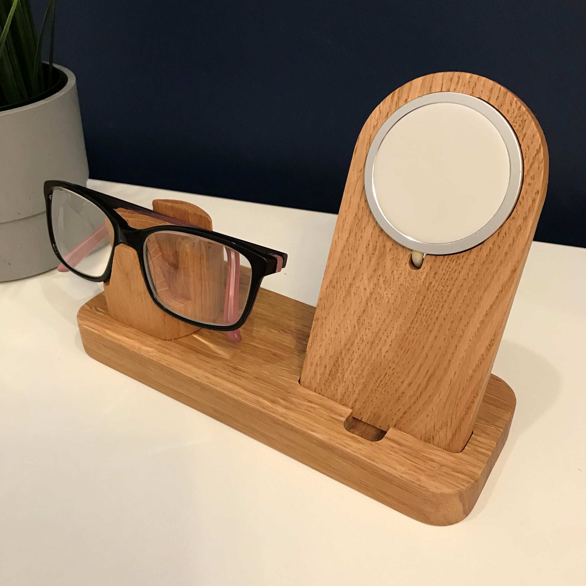 iPhone MagSafe, glasses holder, wooden bedside or desk organiser – Oak &  Ribbon