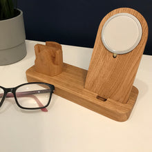 iPhone MagSafe, glasses holder, wooden bedside or desk organiser