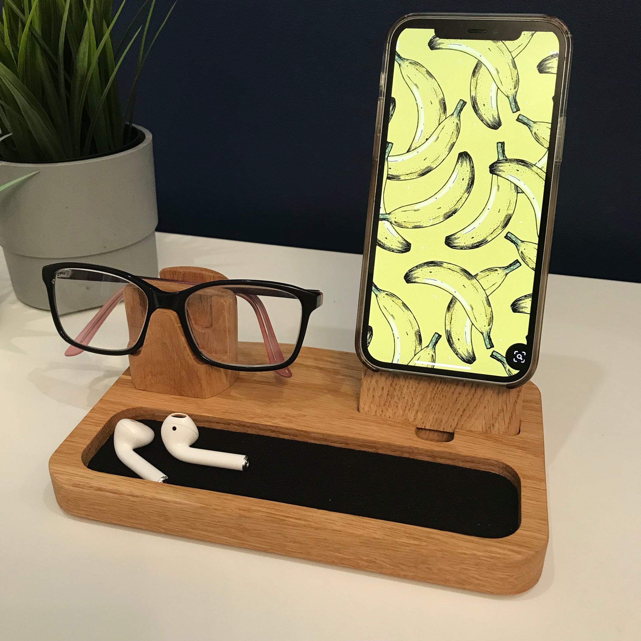 iPhone MagSafe, glasses holder, wooden bedside or desk organiser – Oak &  Ribbon