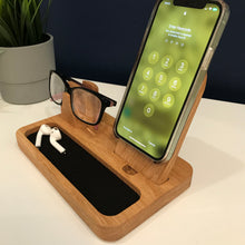 iPhone MagSafe, glasses holder, wooden bedside or desk organiser