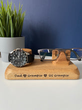 Solid Oak Watch and Glasses, spectacle stand
