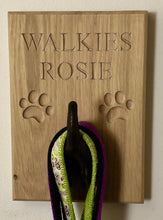 Dog lead hook - solid oak with cast iron hook - can be personalised