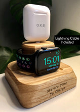 Apple Watch and AirPod wooden Docking station